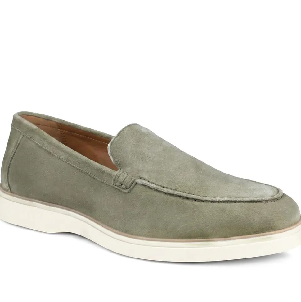 Quarius All Leather Slip On Shoes - Khaki Suede