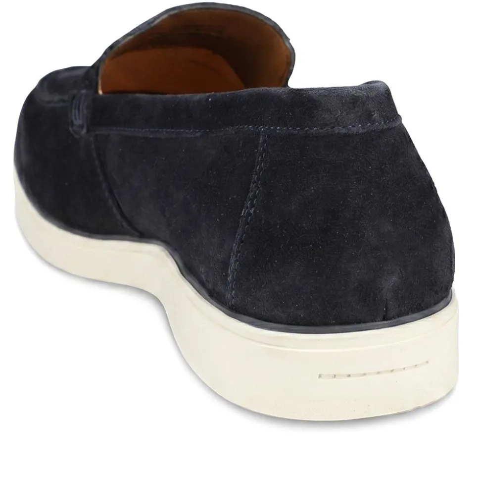 Quarius All Leather Slip On Shoes - Navy Suede