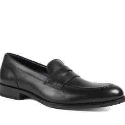 Queensborough Leather Penny Loafers - Black Leather