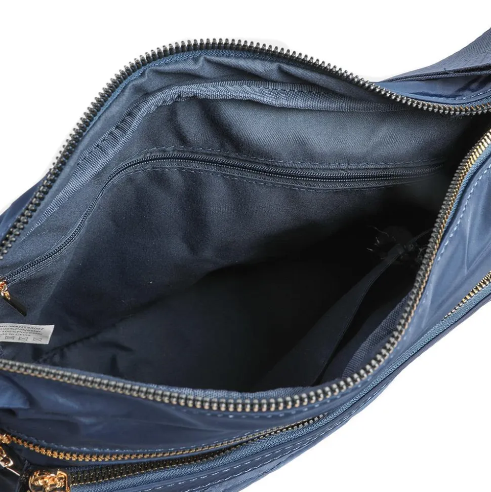 Quilted Multi Zip Crossbody Bag - Navy