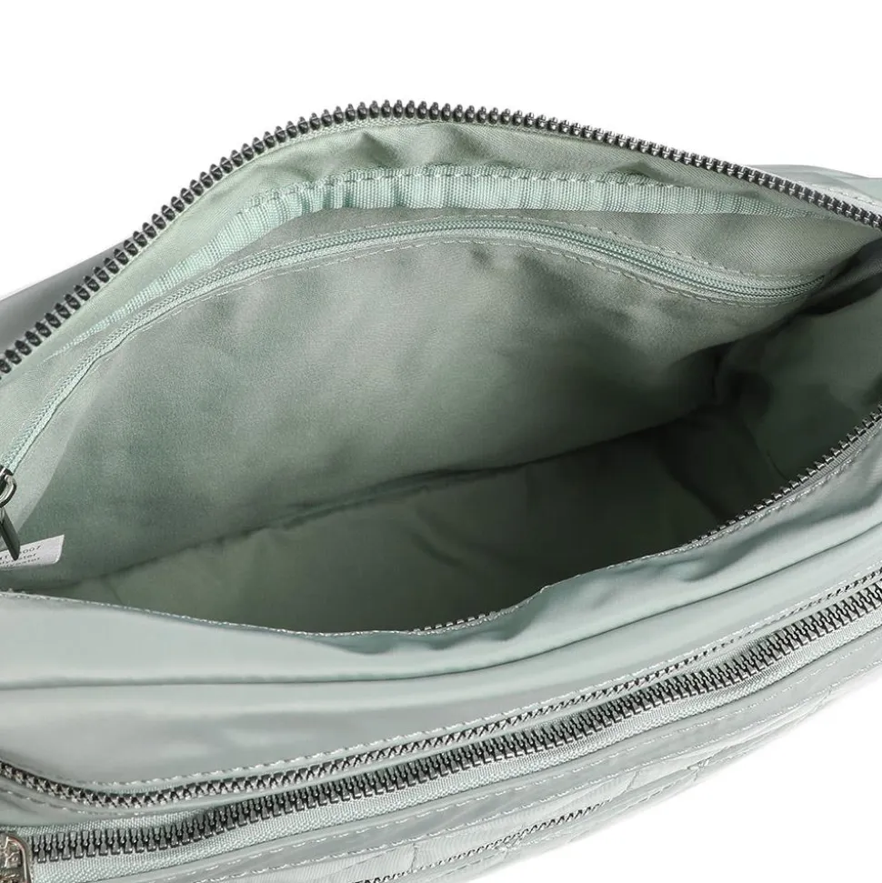 Quilted Multi Zip Crossbody Bag - Sage