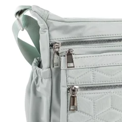 Quilted Multi Zip Crossbody Bag - Sage