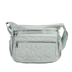 Quilted Multi Zip Crossbody Bag - Sage