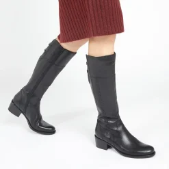 Rachel Medium Calf Fit Leather Rider Boots - Black