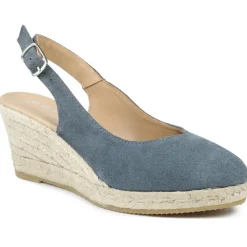 Raisa Leather Buckle Fasten Espadrilles - Navy Suede