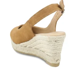 Raisa Leather Buckle Fasten Espadrilles - Tan Suede