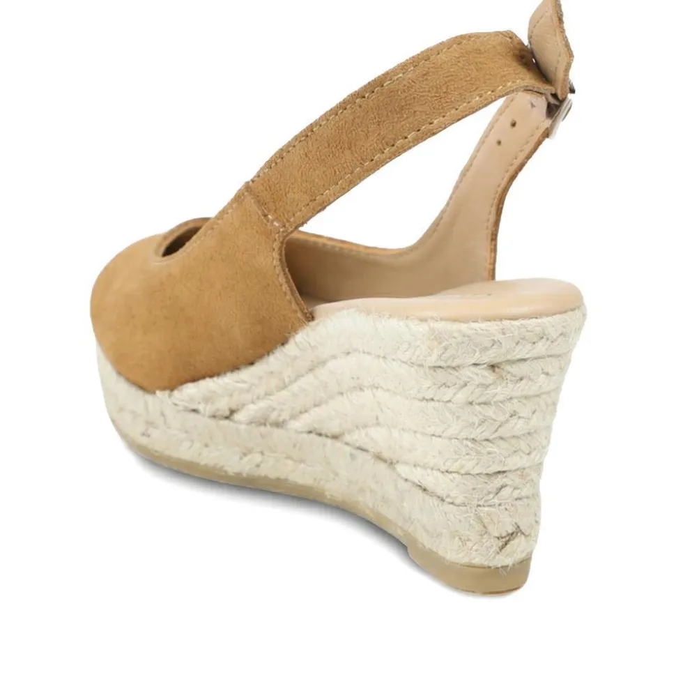 Raisa Leather Buckle Fasten Espadrilles - Tan Suede