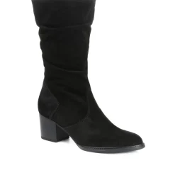 Ramona Suede Slouch Calf Boot - Black