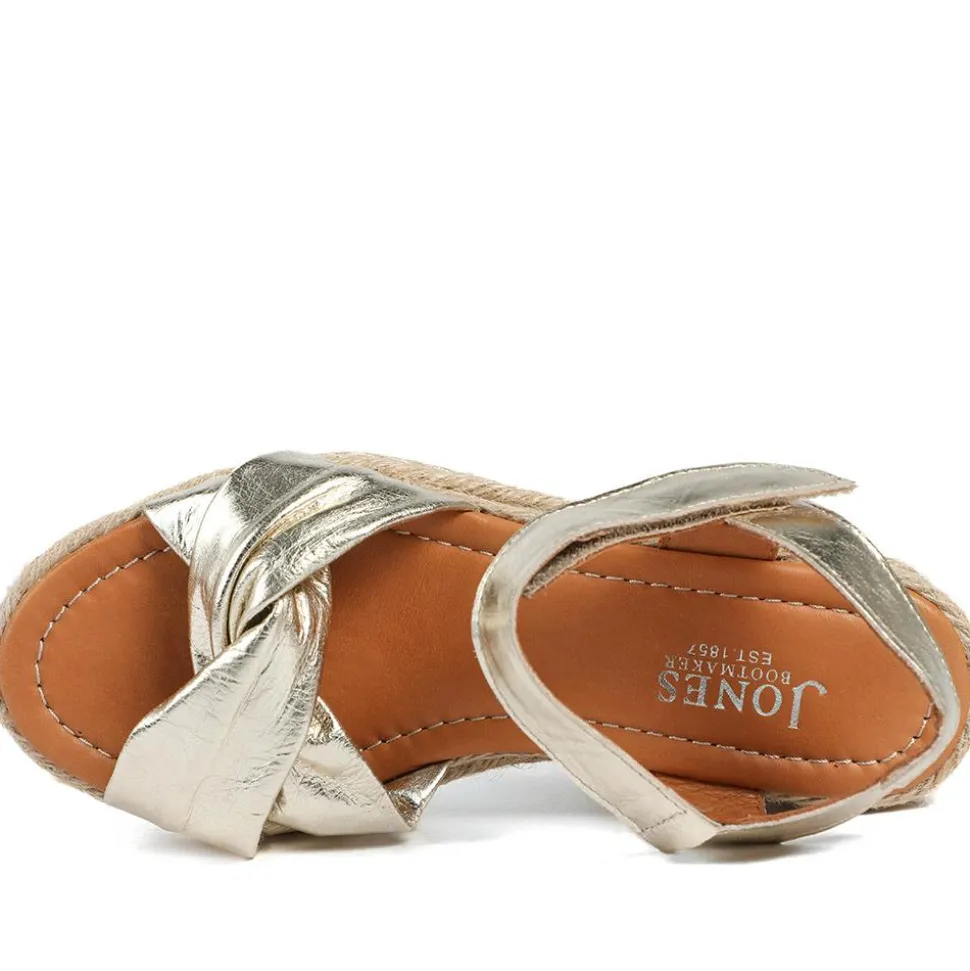 Randine Adjustable Fasten Leather Espadrilles - Gold