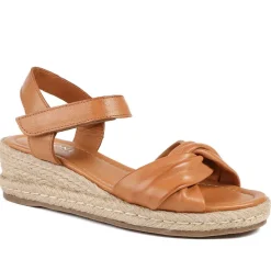 Randine Adjustable Fasten Leather Espadrilles - Tan Leather