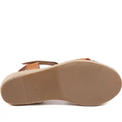 Randine Adjustable Fasten Leather Espadrilles - Tan Leather