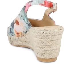 Raya Leather Slingback Wedge Espadrilles - BLUE FLORAL