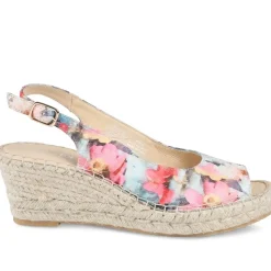 Raya Leather Slingback Wedge Espadrilles - BLUE FLORAL