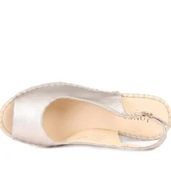 Raya Leather Slingback Wedge Espadrilles - Rose Gold