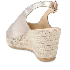 Raya Leather Slingback Wedge Espadrilles - Rose Gold