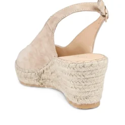 Raya Leather Slingback Wedge Espadrilles - Sand Suede