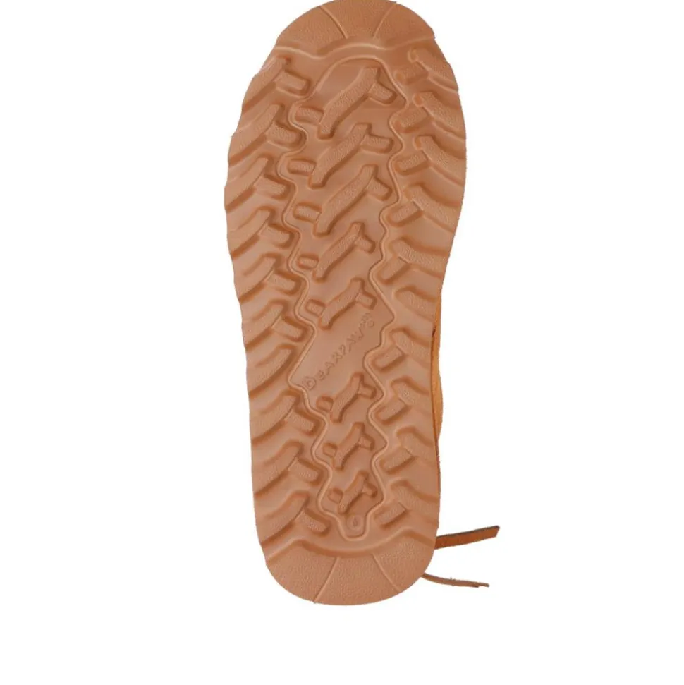 Rear-Laced Sheepskin Leather Boots - Chestnut