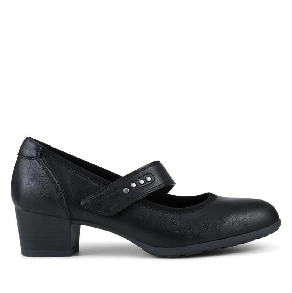 Relife Block Heel Touch Fasten Mary Janes - Black