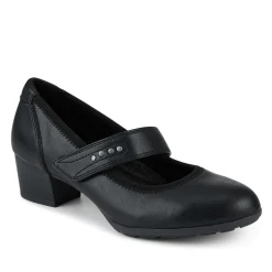 Relife Block Heel Touch Fasten Mary Janes - Black
