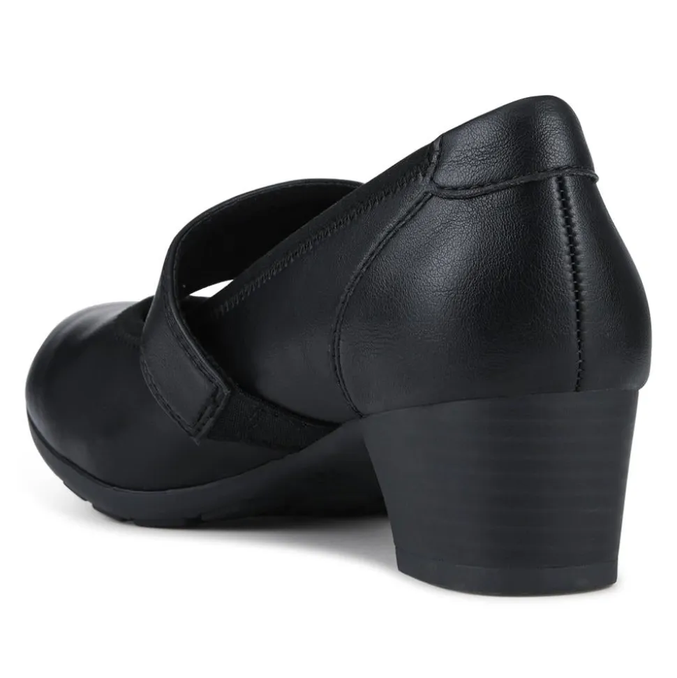 Relife Block Heel Touch Fasten Mary Janes - Black