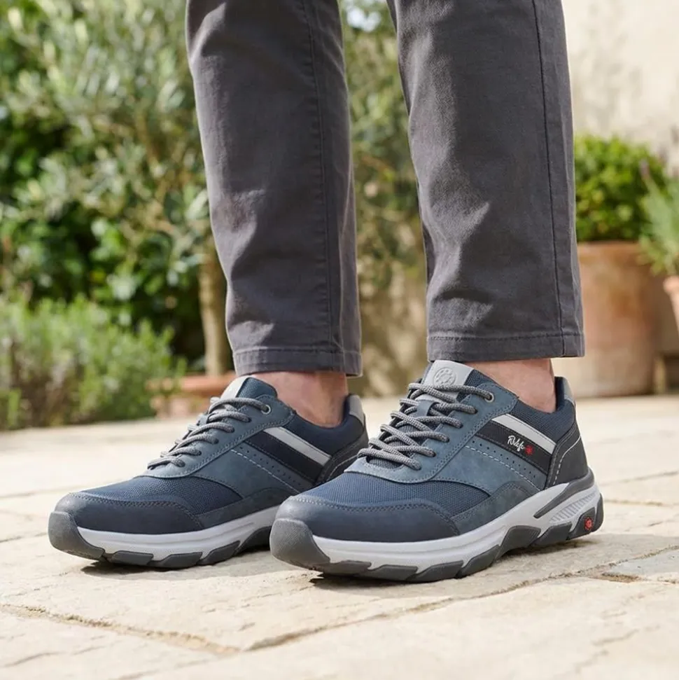 Relife Extra Wide Lace Up Rugged Trainers - Navy