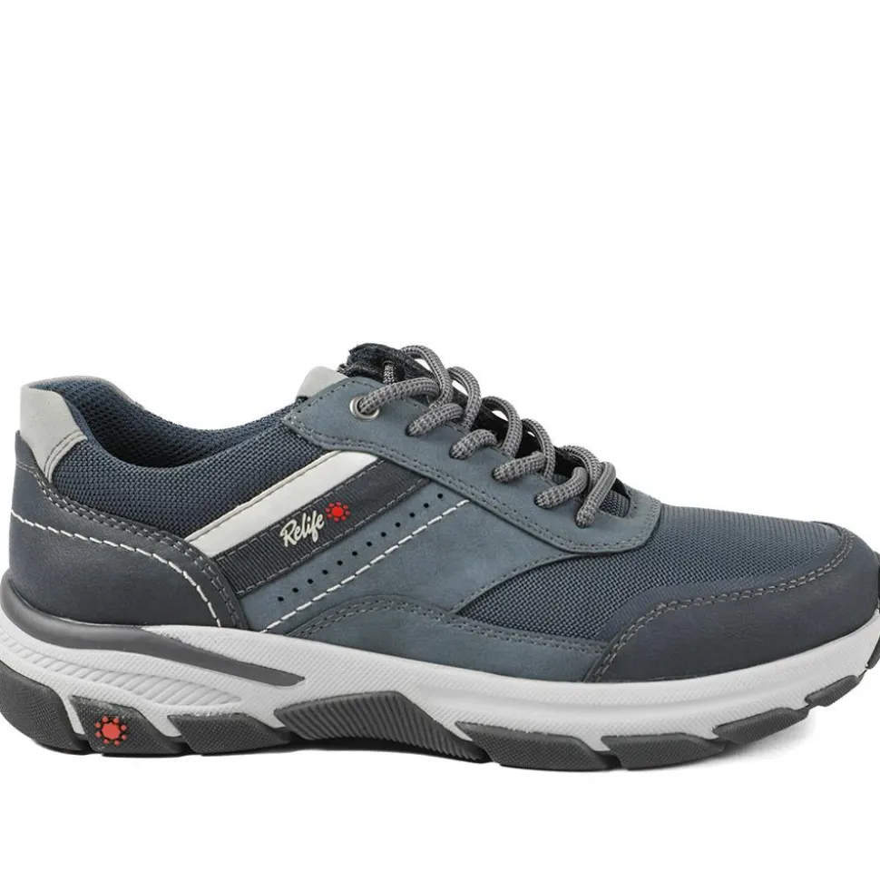 Relife Extra Wide Lace Up Rugged Trainers - Navy