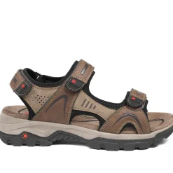 Relife Extra Wide Triple Fasten Sandals - Brown