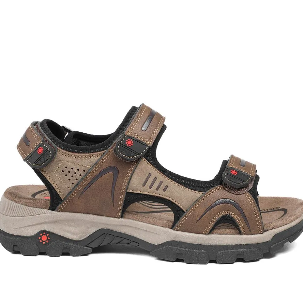 Relife Extra Wide Triple Fasten Sandals - Brown