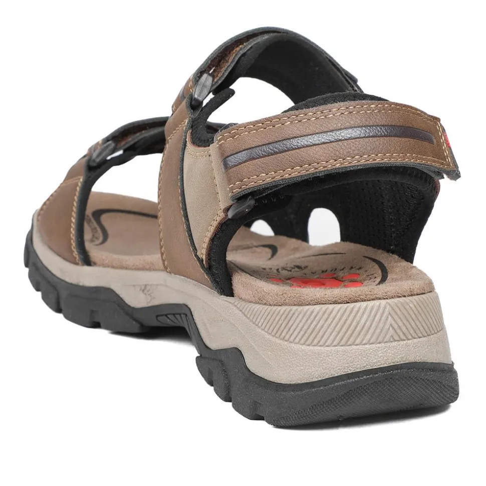 Relife Extra Wide Triple Fasten Sandals - Brown