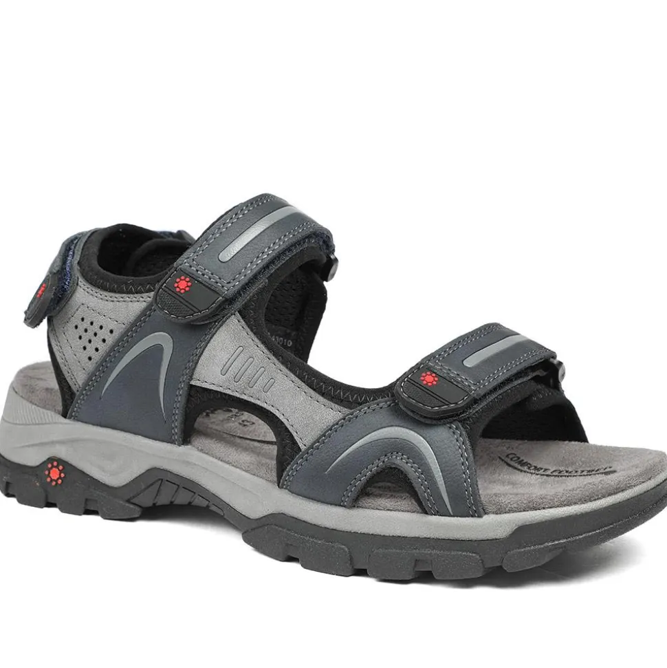 Relife Extra Wide Triple Fasten Sandals - Navy