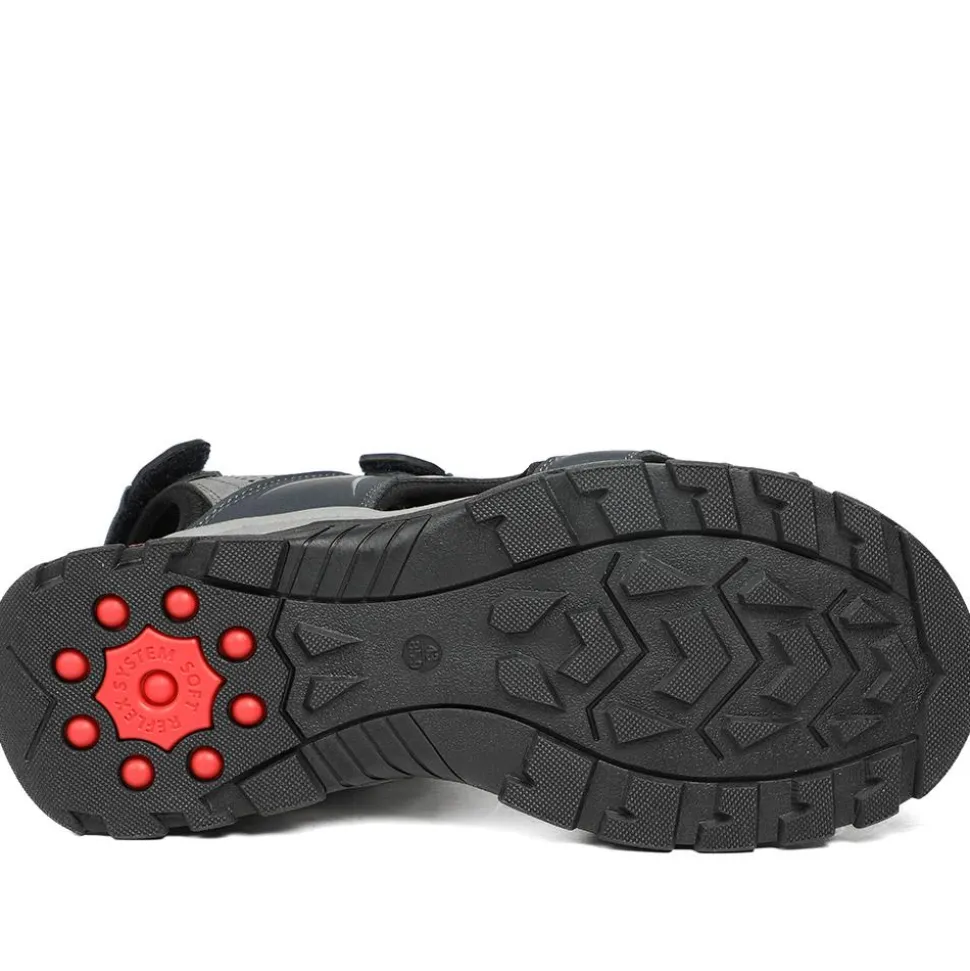 Relife Extra Wide Triple Fasten Sandals - Navy
