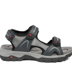 Relife Extra Wide Triple Fasten Sandals - Navy