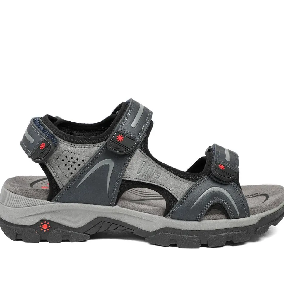 Relife Extra Wide Triple Fasten Sandals - Navy