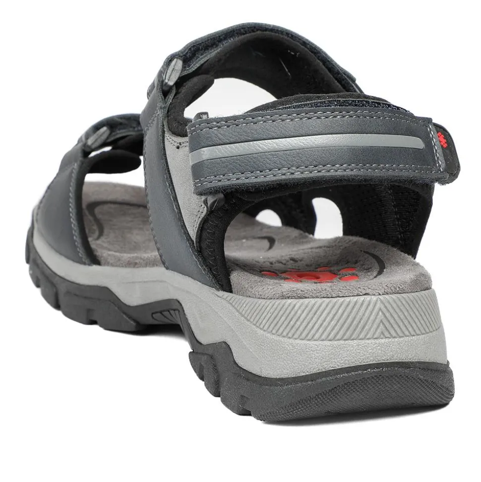 Relife Extra Wide Triple Fasten Sandals - Navy