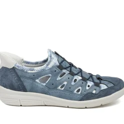 Relife Wide Fit Bungee Lace Slip On Shoes - Blue