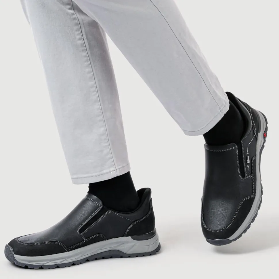 Relife Wide Fit Elasticated Slip-On Shoes - Black