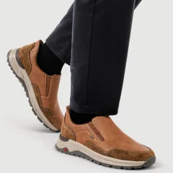 Relife Wide Fit Elasticated Slip-On Shoes - Cognac