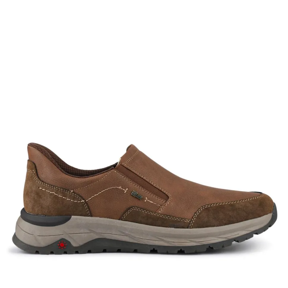 Relife Wide Fit Elasticated Slip-On Shoes - Cognac