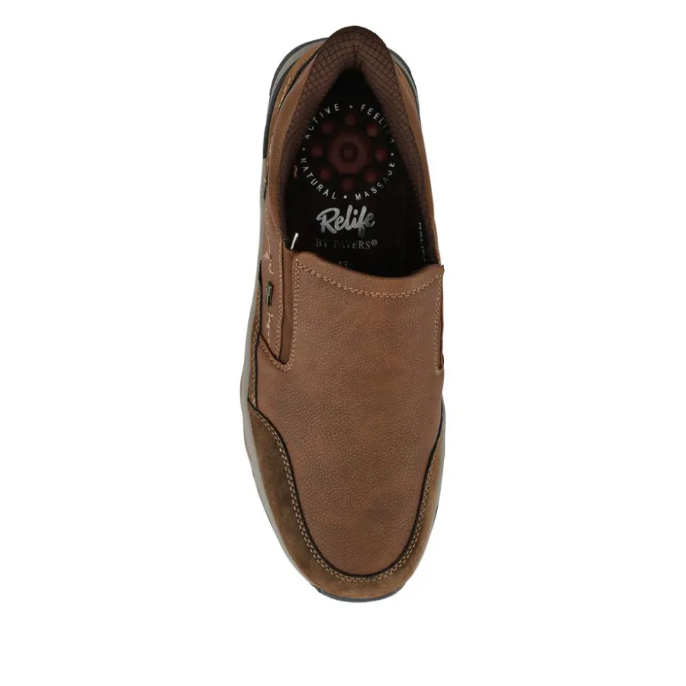 Relife Wide Fit Elasticated Slip-On Shoes - Cognac