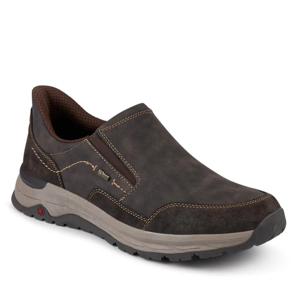 Relife Wide Fit Elasticated Slip-On Shoes - Dark Brown