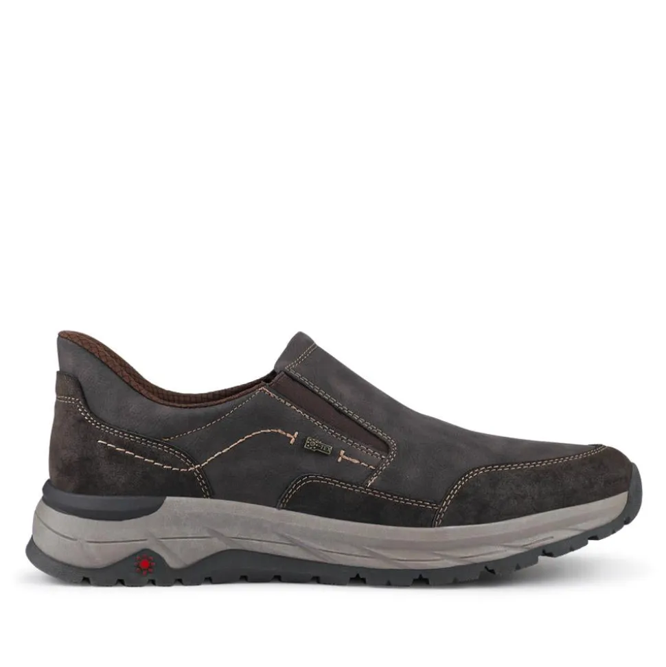 Relife Wide Fit Elasticated Slip-On Shoes - Dark Brown