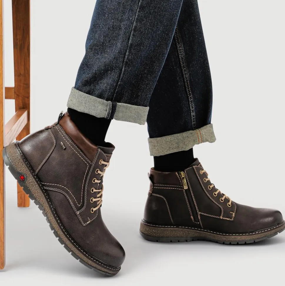 Relife Wide Fit Lace-Up Boots - Dark Brown