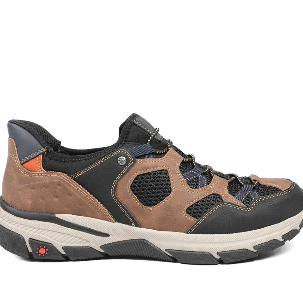 Relife Wide Fit Rugged Slip On Shoes - Brown