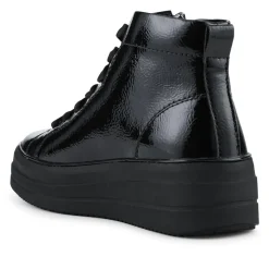 Remonte Leather Zip & Lace Hi-Top Trainers - Black Patent