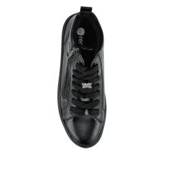 Remonte Leather Zip & Lace Hi-Top Trainers - Black Patent