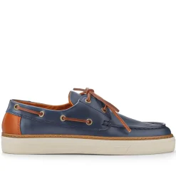 Rhodes Leather Boat Shoes - Navy