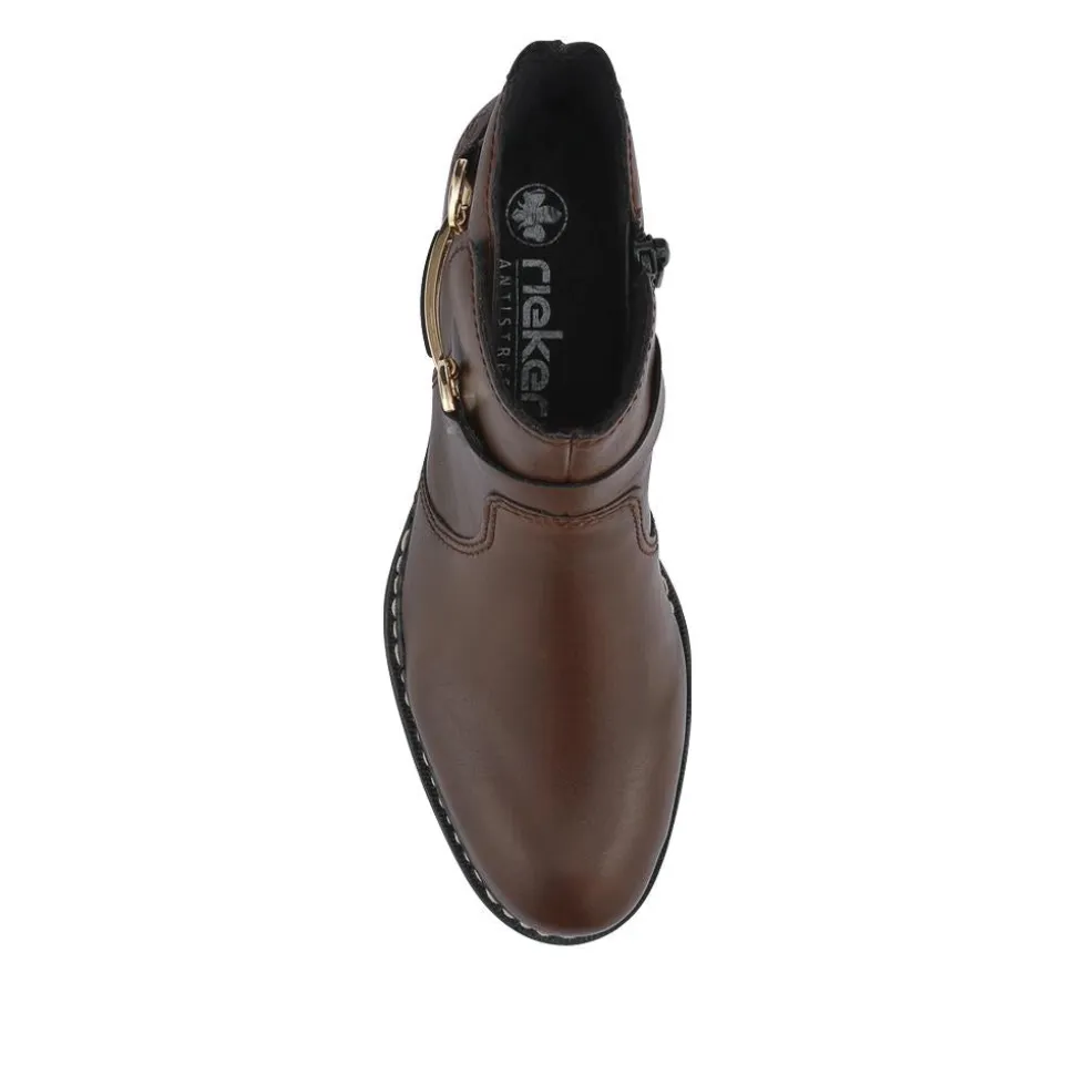 Rieker Buckle-Detail Flat-Heeled Ankle Boots - Brown