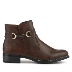 Rieker Buckle-Detail Flat-Heeled Ankle Boots - Brown