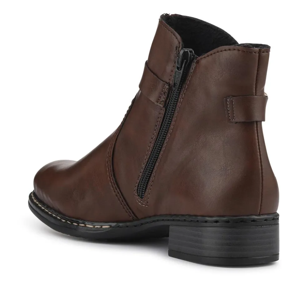 Rieker Buckle-Detail Flat-Heeled Ankle Boots - Brown