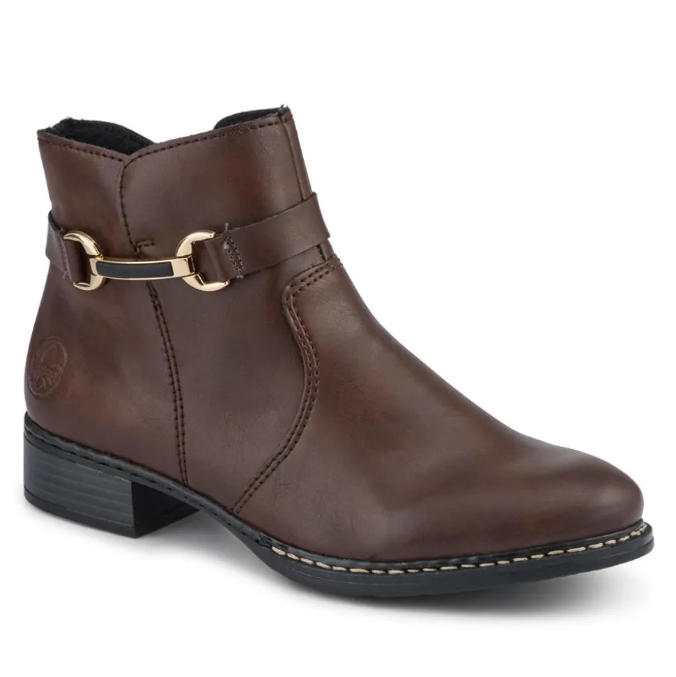 Rieker Buckle-Detail Flat-Heeled Ankle Boots - Brown